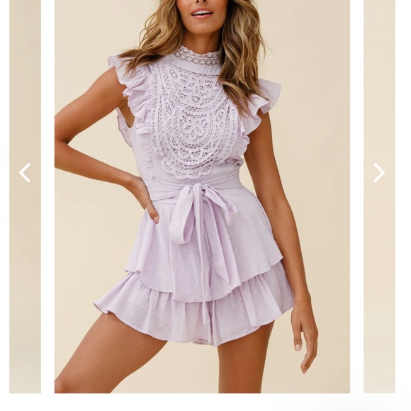NELLIE LACE BUST HIGH NECK ROMPER LILAC - Picture 1 of 5